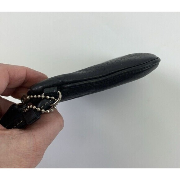 Coach Black Pebbled Leather Wristlet Zip Mini Small Bag Purse Wallet F42389 - Picture 6 of 11